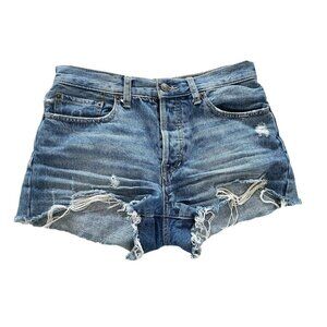 We The Free People Women's Sz 27 Cut Off Raw Hem Distressed Jean Shorts